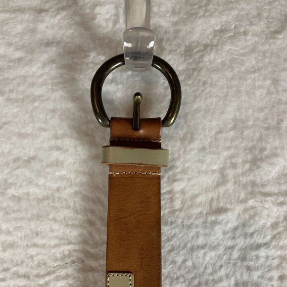 Linea Pelle Waist‎ Belt Women's Medium Brown Check Leather Adjustable 9605 - Picture 2 of 11